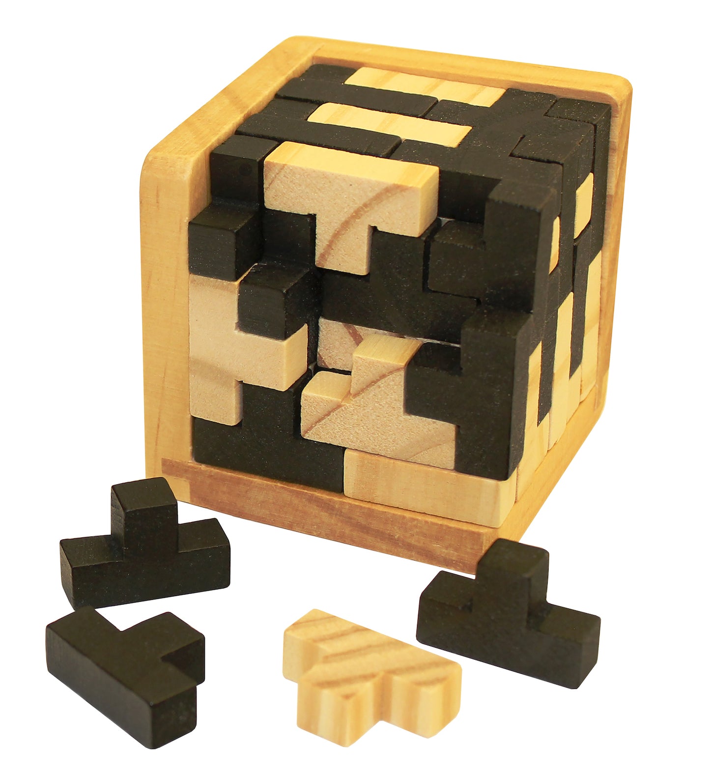 54 Piece Wooden Cube Puzzle,with Tetris Type Blocks, Educational Toy for Kids and Adults …